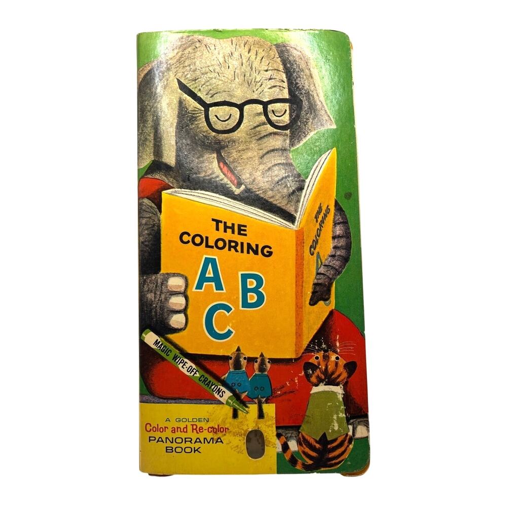 Vintage 1964 The Coloring ABC Accordion Style Coloring Panorama Board Book